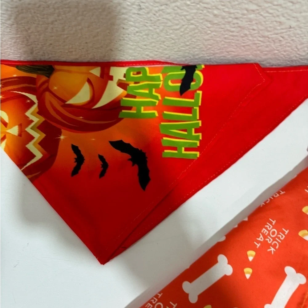 SANWUTA  Halloween Dog triangle Bandanas set of 10 Halloween print size XL